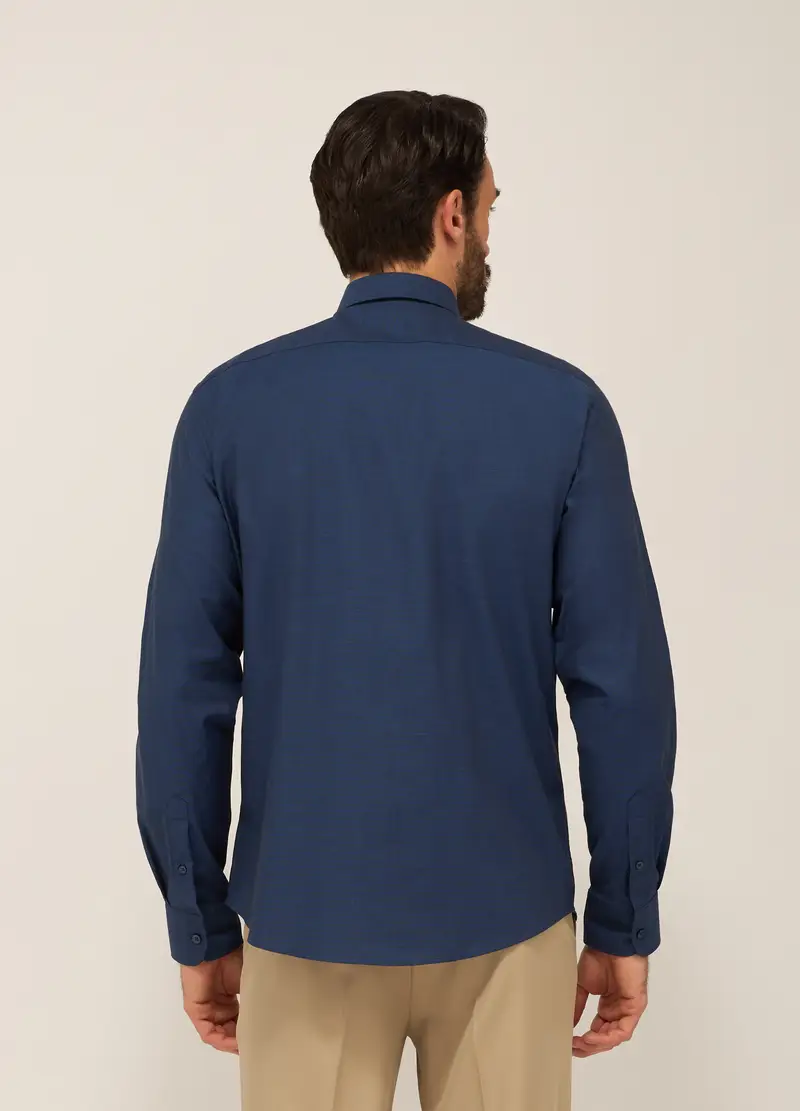 Upim, Camicia Regular Fit In Cotone Stretch Texturizzato Uomo, Blu scuro, Taglia: 40 miniatura 2