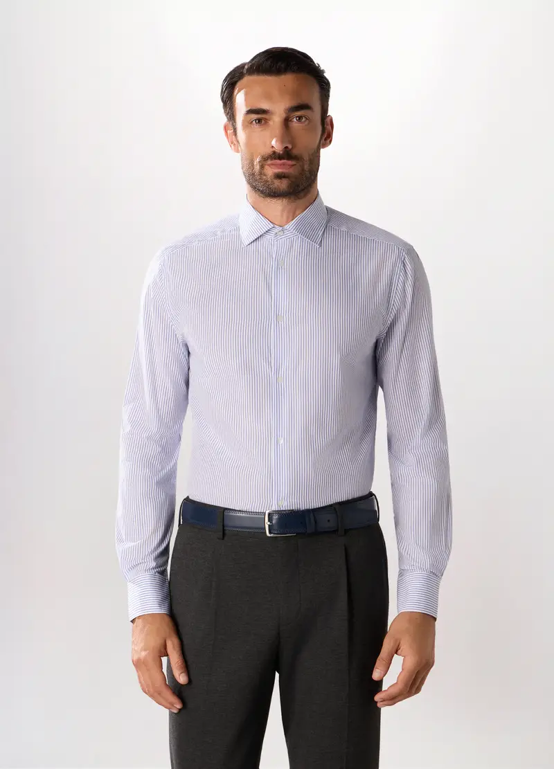 Upim Camicia Regular Fit Uomo in Misto Cotone Blu e Bianco