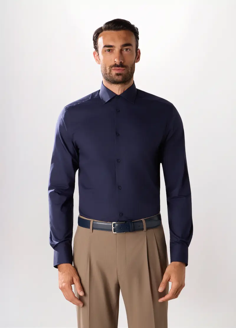 Upim, Camicia Regular Fit In Misto Cotone Uomo, Blu scuro, Taglia: S