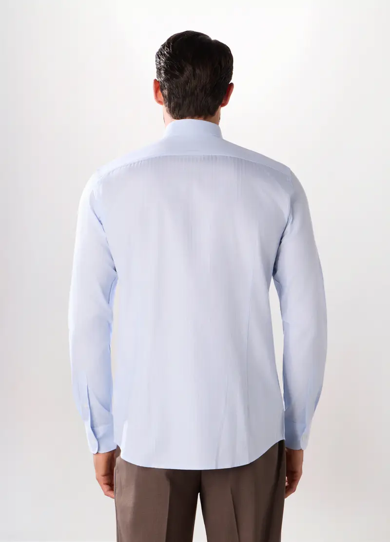 Camicia Regular Fit In Puro Cotone A Righe Uomo, Bianco/Azzurro miniatura 2
