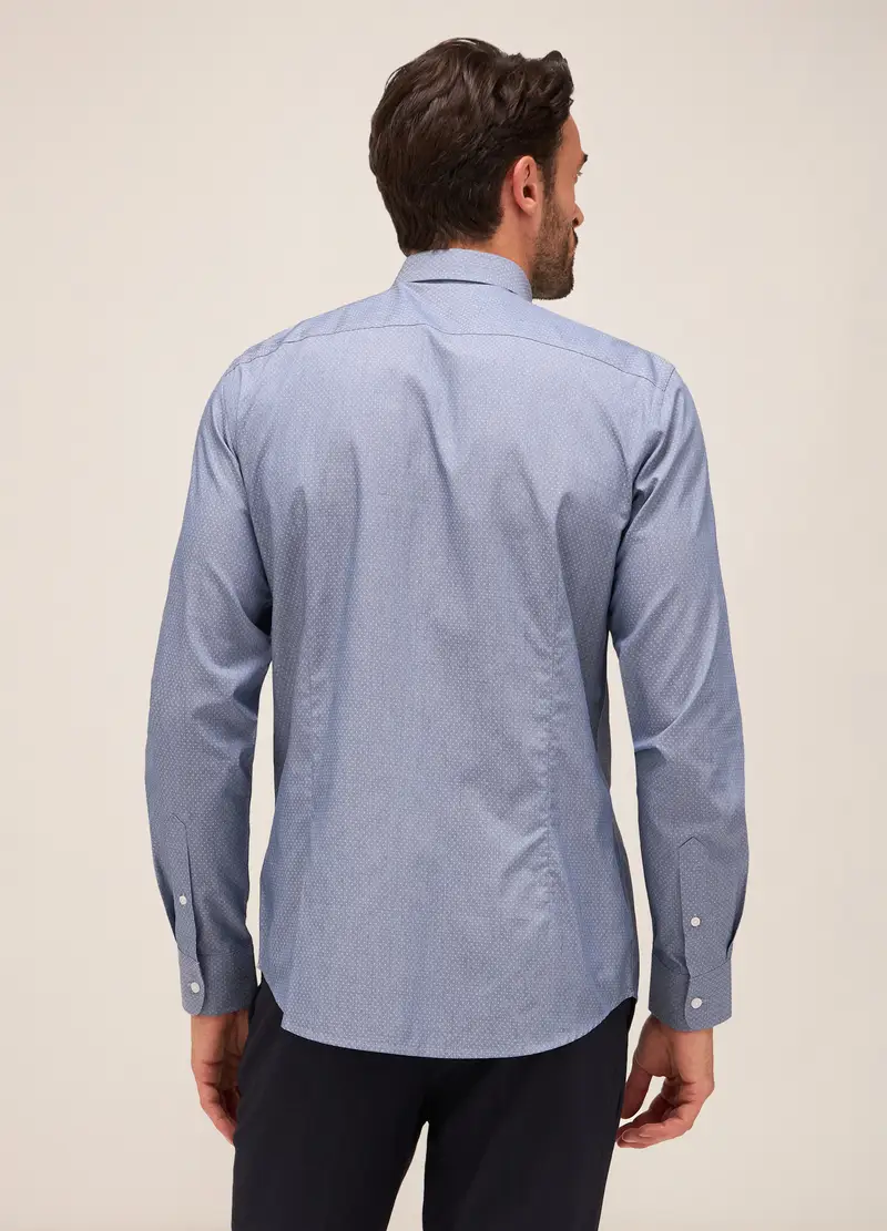 Camicia Slim Fit Colletto Francese In Cotone Uomo, Azzurro/Grigio miniatura 2