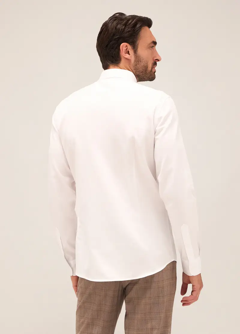 Camicia Slim Fit Colletto Francese In Cotone Uomo, Bianco miniatura 2