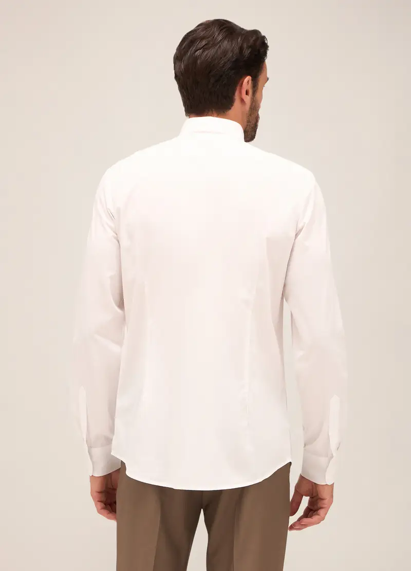 Camicia Slim Fit Colletto Francese In Cotone Uomo, Bianco gesso miniatura 2