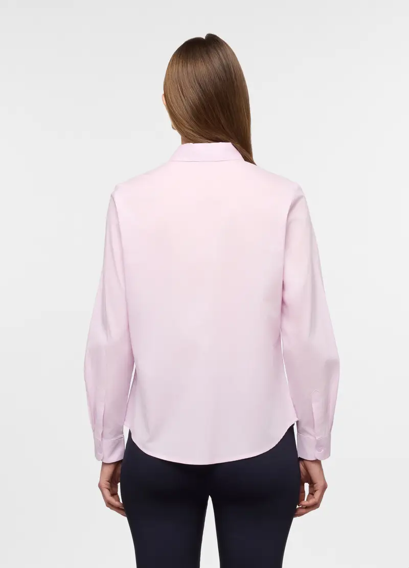Camicia Slim Fit Con Collo Alla Francese In Poli Cotton Donna, Rosa pastello miniatura 2