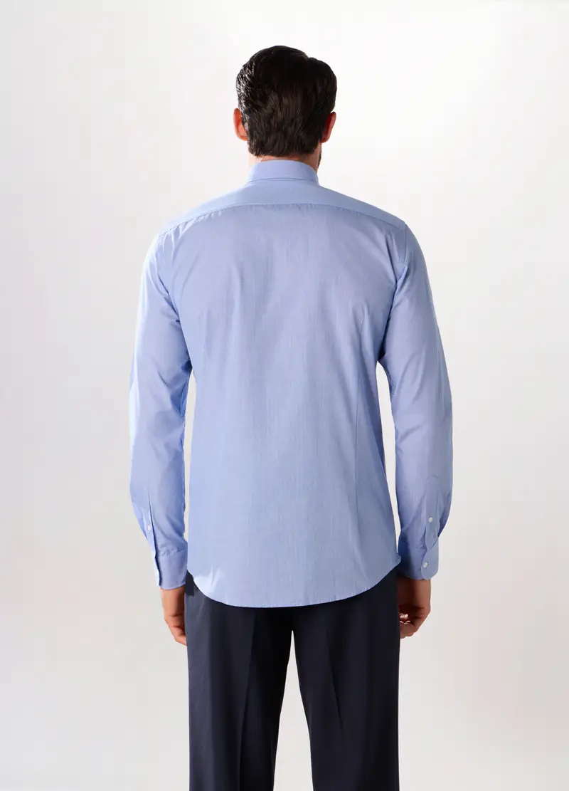 Camicia Slim Fit Con Micromotivo Uomo, Bianco/Azzurro miniatura 2