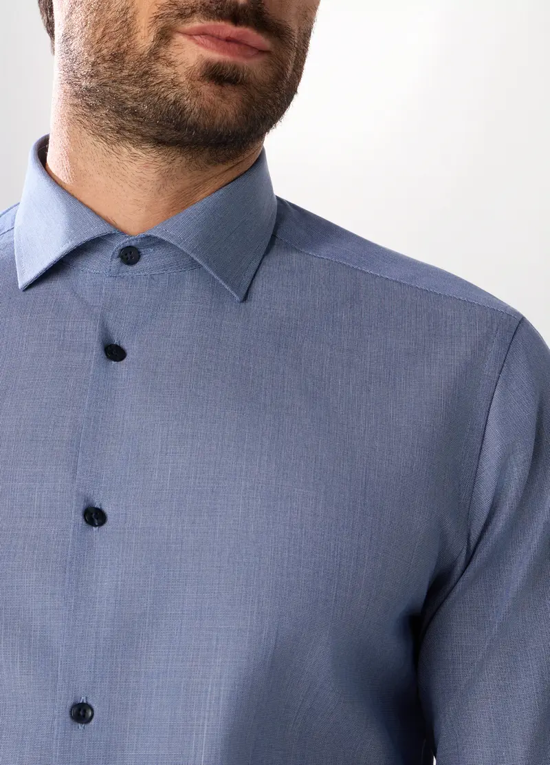 Upim, Camicia Slim Fit Con Micromotivo Uomo, Blu denim, Taglia: S miniatura 2