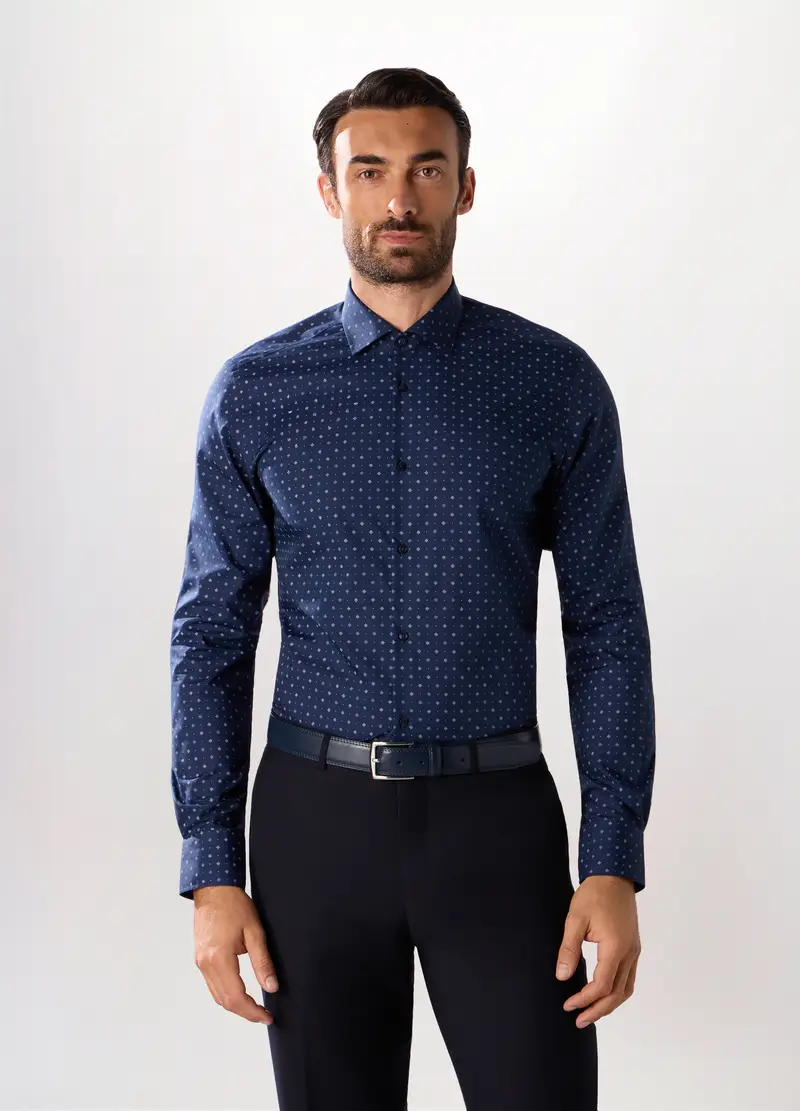 Upim, Camicia Slim Fit Con Stampa Uomo, Blu navy, Taglia: S