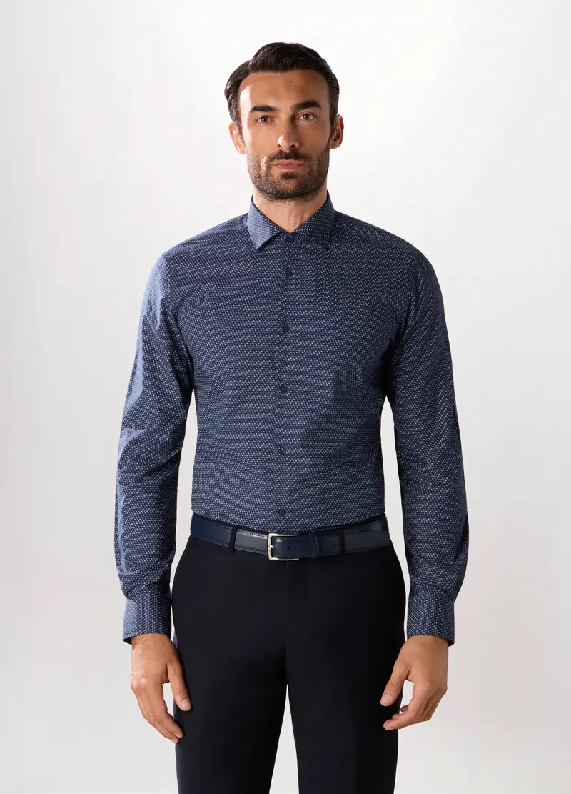 Upim, Camicia Slim Fit Con Stampa Uomo, Blu scuro, Taglia: S