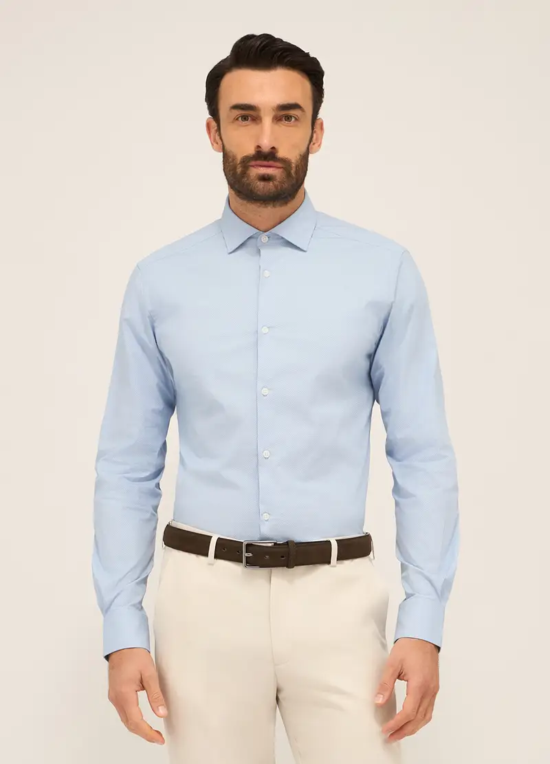 Upim, Camicia Slim Fit In Cotone Stretch Texturizzato Uomo, Azzurro celeste, Taglia: 38