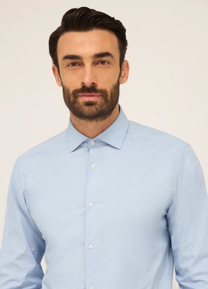 Upim, Camicia Slim Fit In Cotone Stretch Texturizzato Uomo, Azzurro celeste, Taglia: 38 miniatura 2