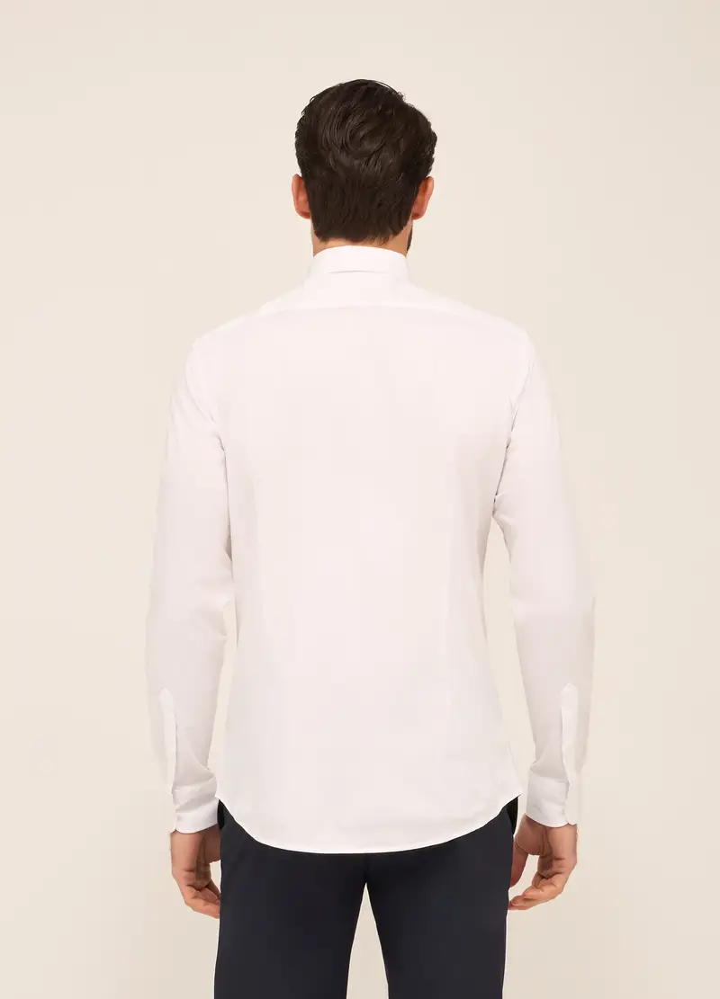 Camicia Slim Fit In Cotone Stretch Uomo, Bianco miniatura 2