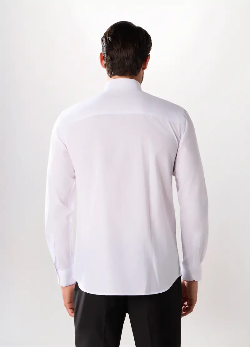 Camicia Slim Fit In Cotone Stretch Uomo, Bianco ottico miniatura 2