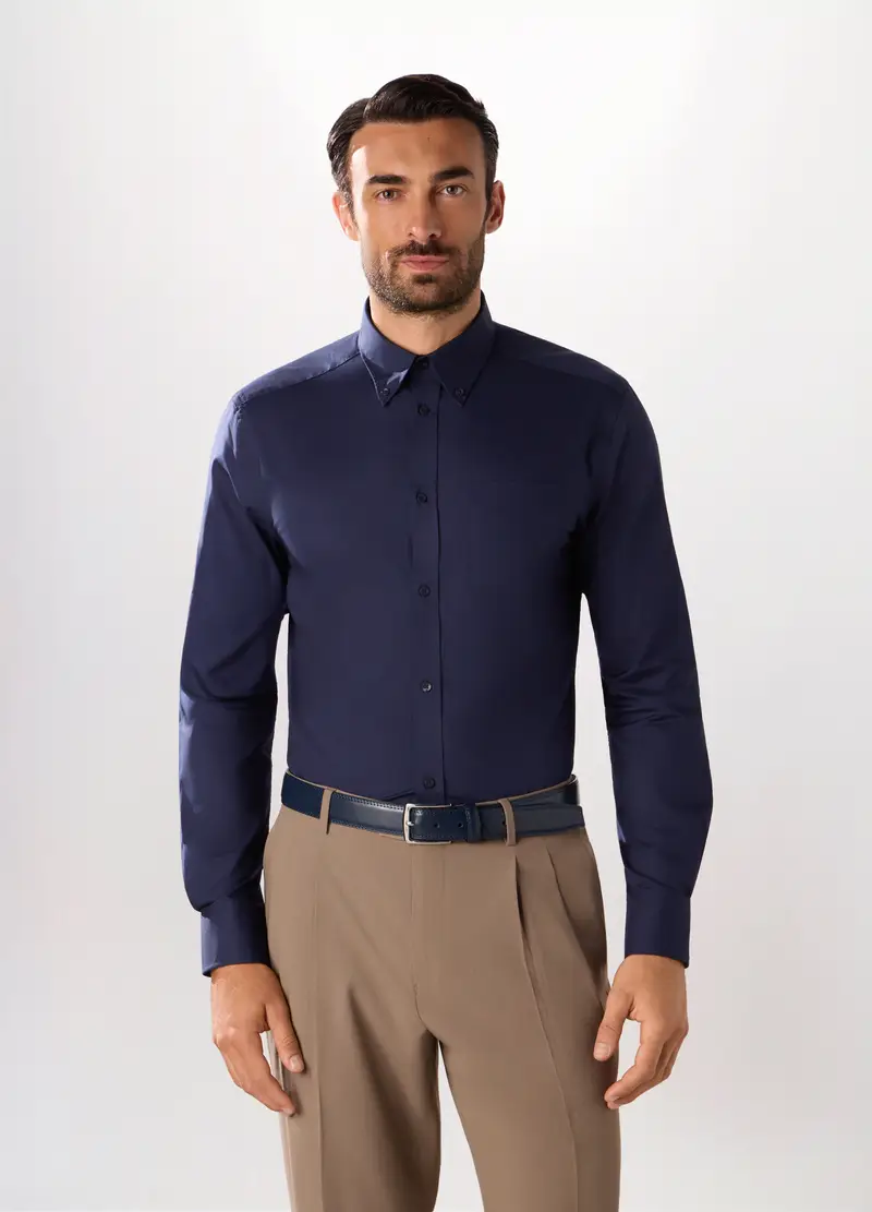 Upim, Camicia Slim Fit In Cotone Stretch Uomo, Blu avio, Taglia: S