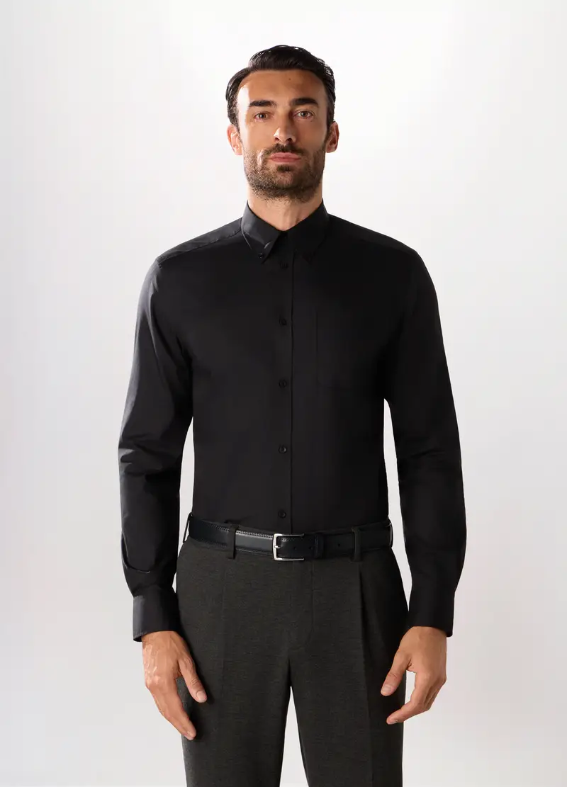 Upim, Camicia Slim Fit In Cotone Stretch Uomo, Nero, Taglia: S