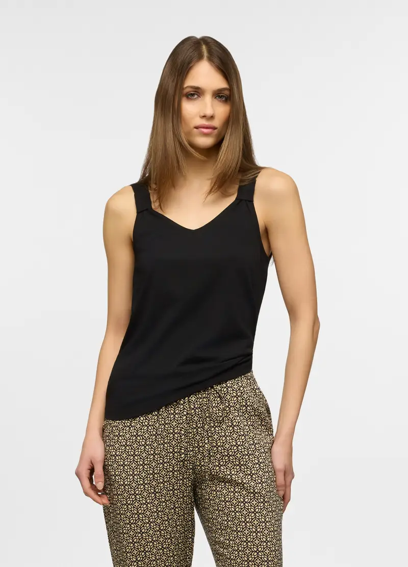 Canotta Con Scollo A V Donna, Nero