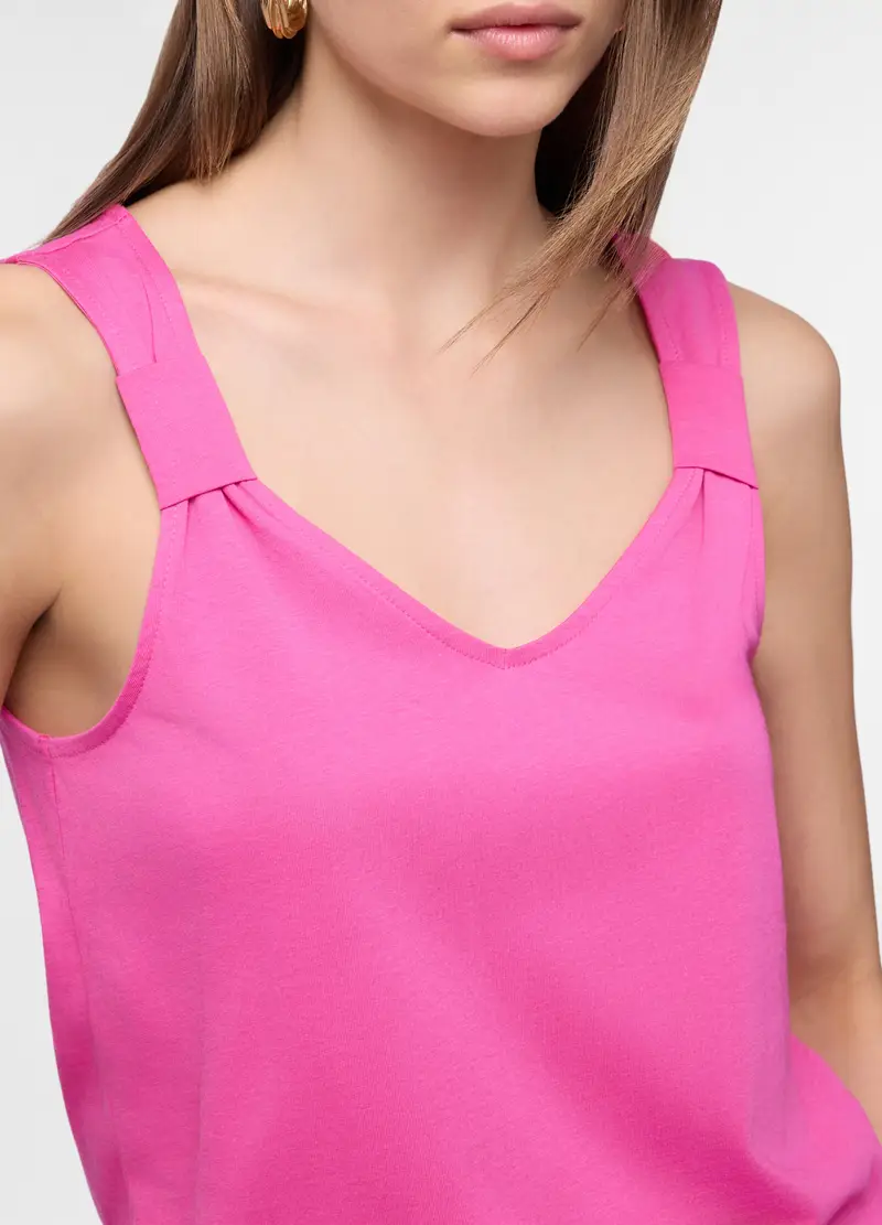 Canotta Con Scollo A V Donna, Rosa pastello miniatura 3