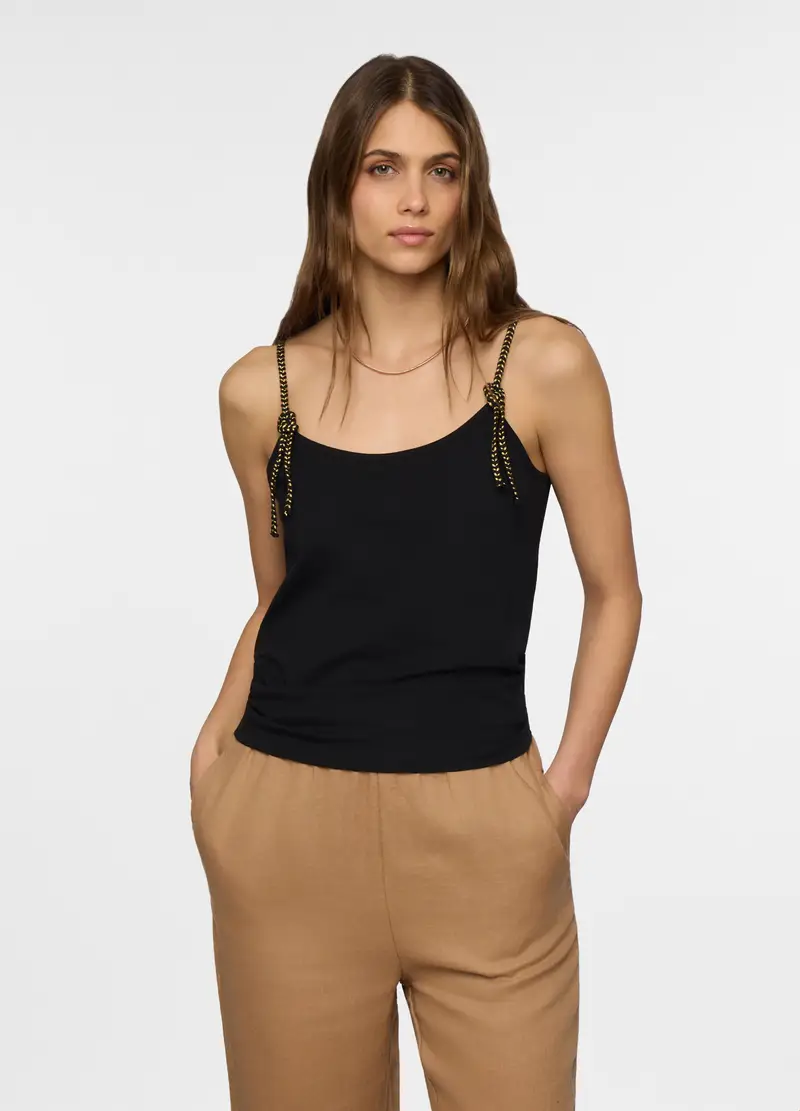 Canotta Con Scollo Rotondo Donna, Nero