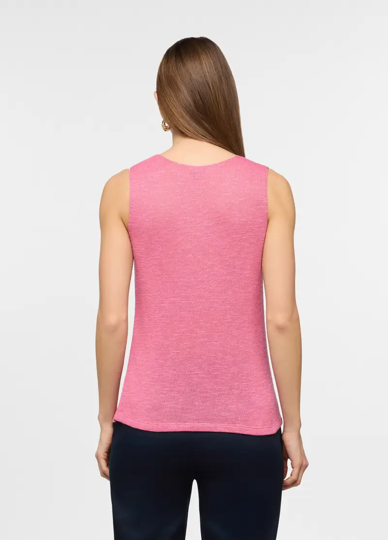 Canotta Con Scollo Rotondo Stretch In Filo Lurex Donna, Rosa miniatura 2