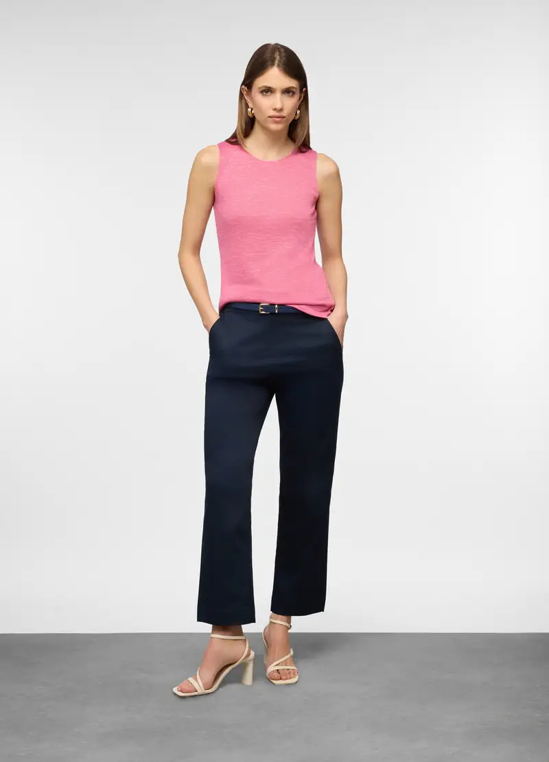 Canotta Con Scollo Rotondo Stretch In Filo Lurex Donna, Rosa