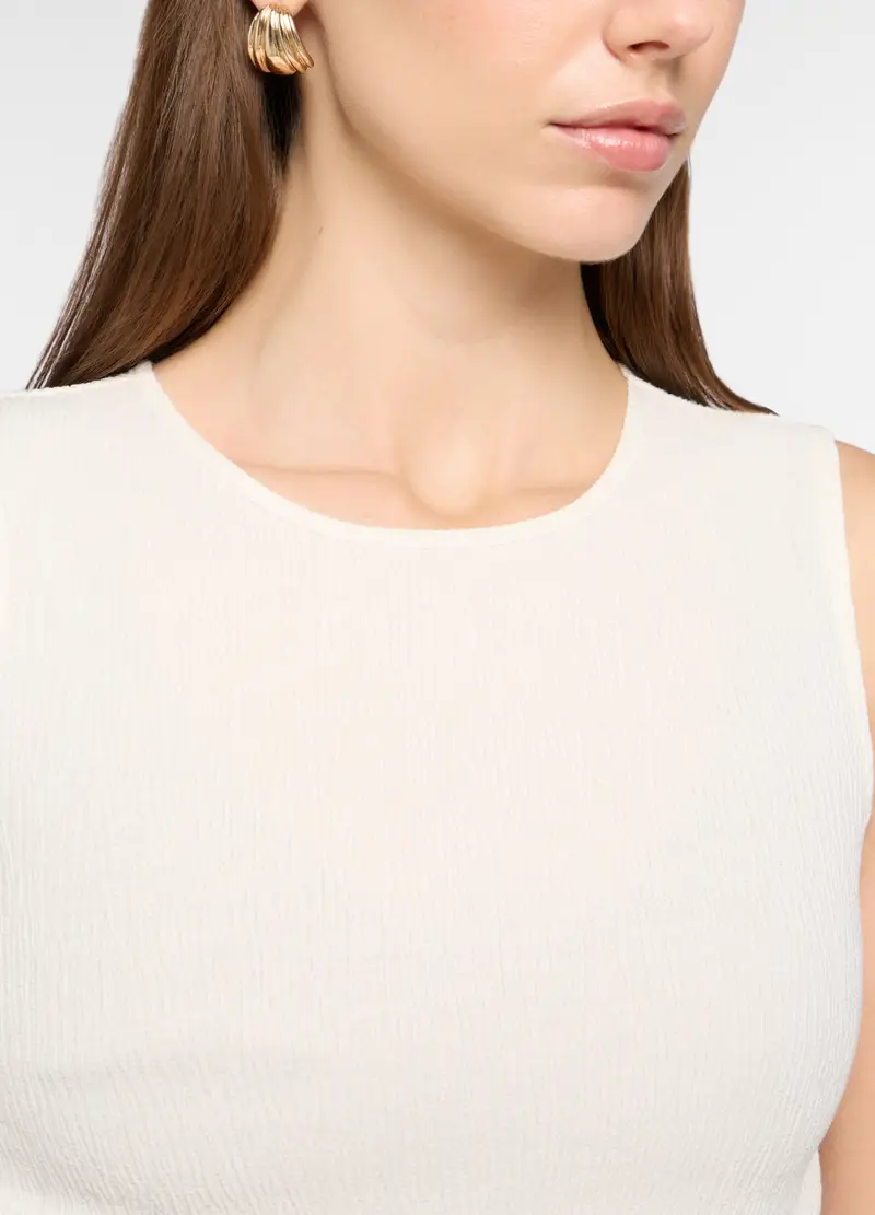 Canotta Crinkle Slim Fit Donna, Bianco gesso miniatura 3