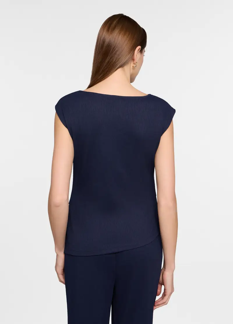 Canotta Crinkle Slim Fit Donna, Blu navy miniatura 2