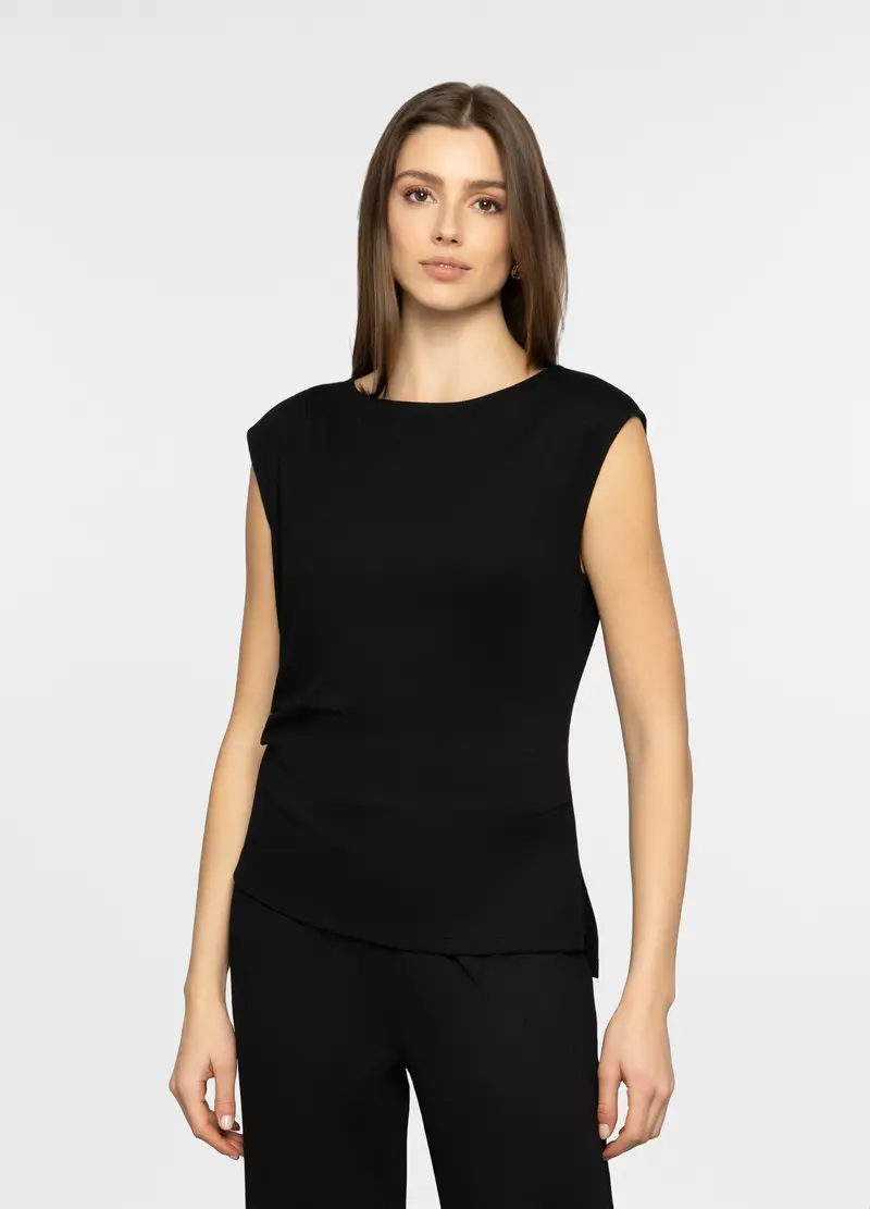 Canotta Crinkle Slim Fit Donna, Nero