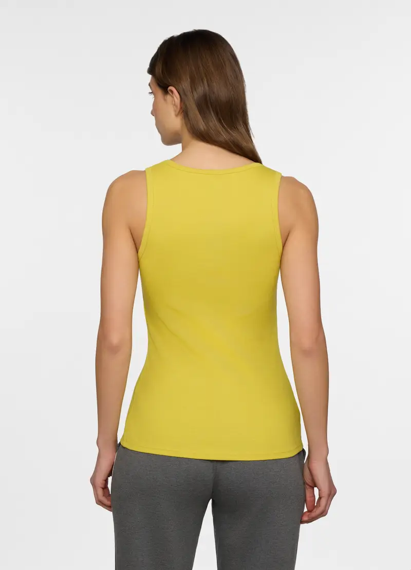 Canotta Fitted Con Scollo Rotondo Donna, Verde chiaro miniatura 2