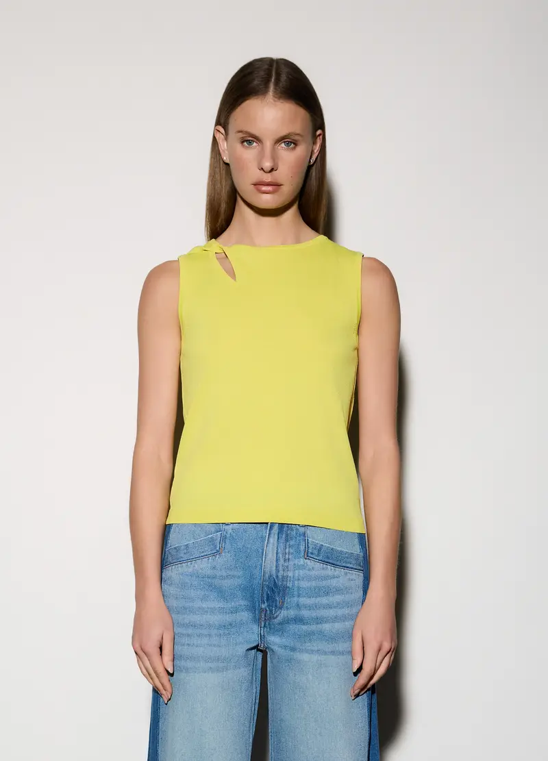 Canotta Girocollo Con Cut Out Donna, Unisex, Giallo limone miniatura 2