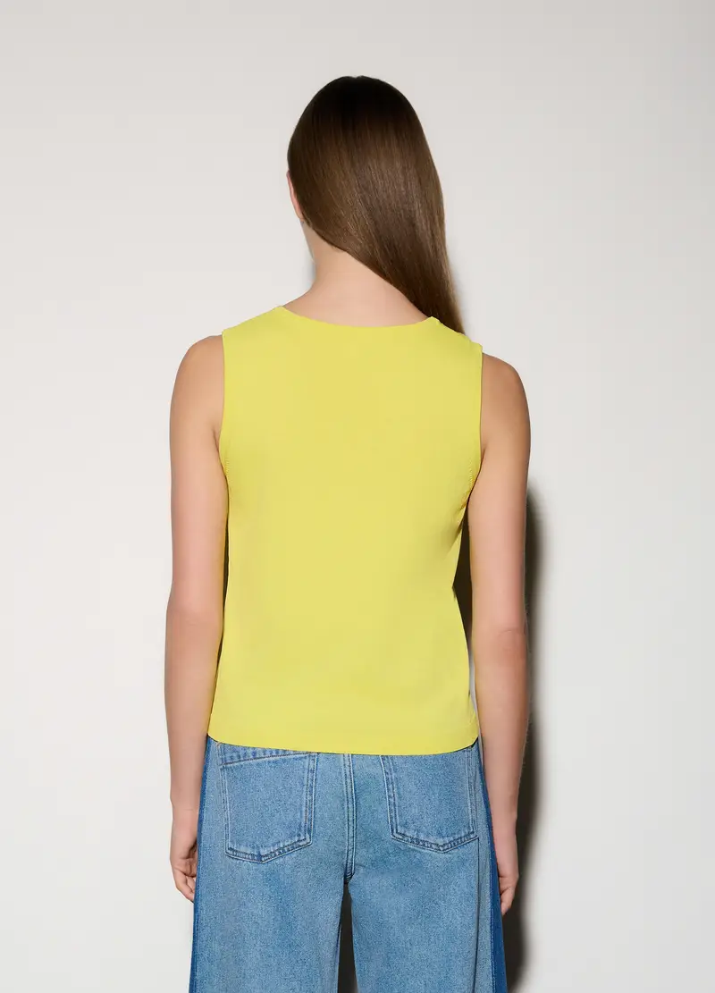 Canotta Girocollo Con Cut Out Donna, Unisex, Giallo limone miniatura 3