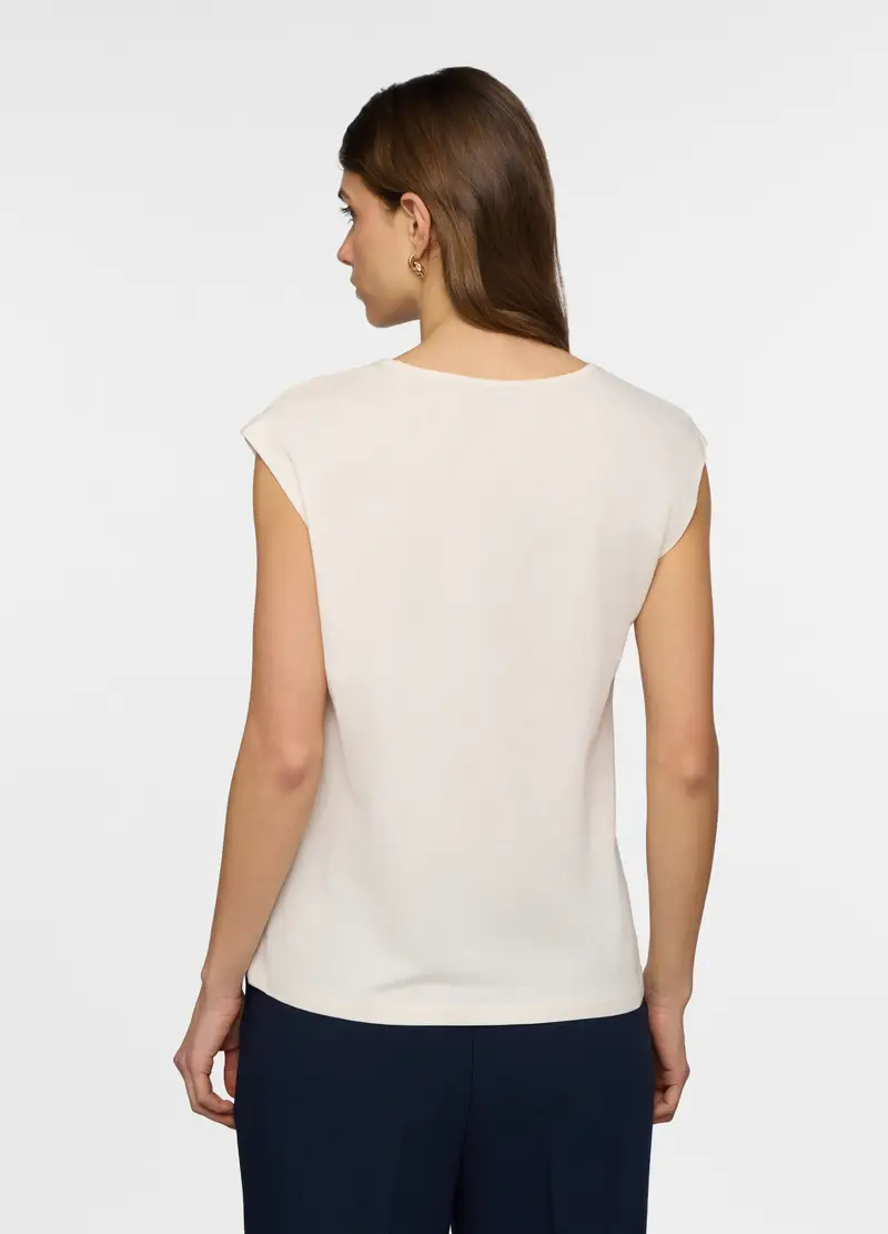 Canotta Girocollo Donna, Bianco avorio miniatura 2