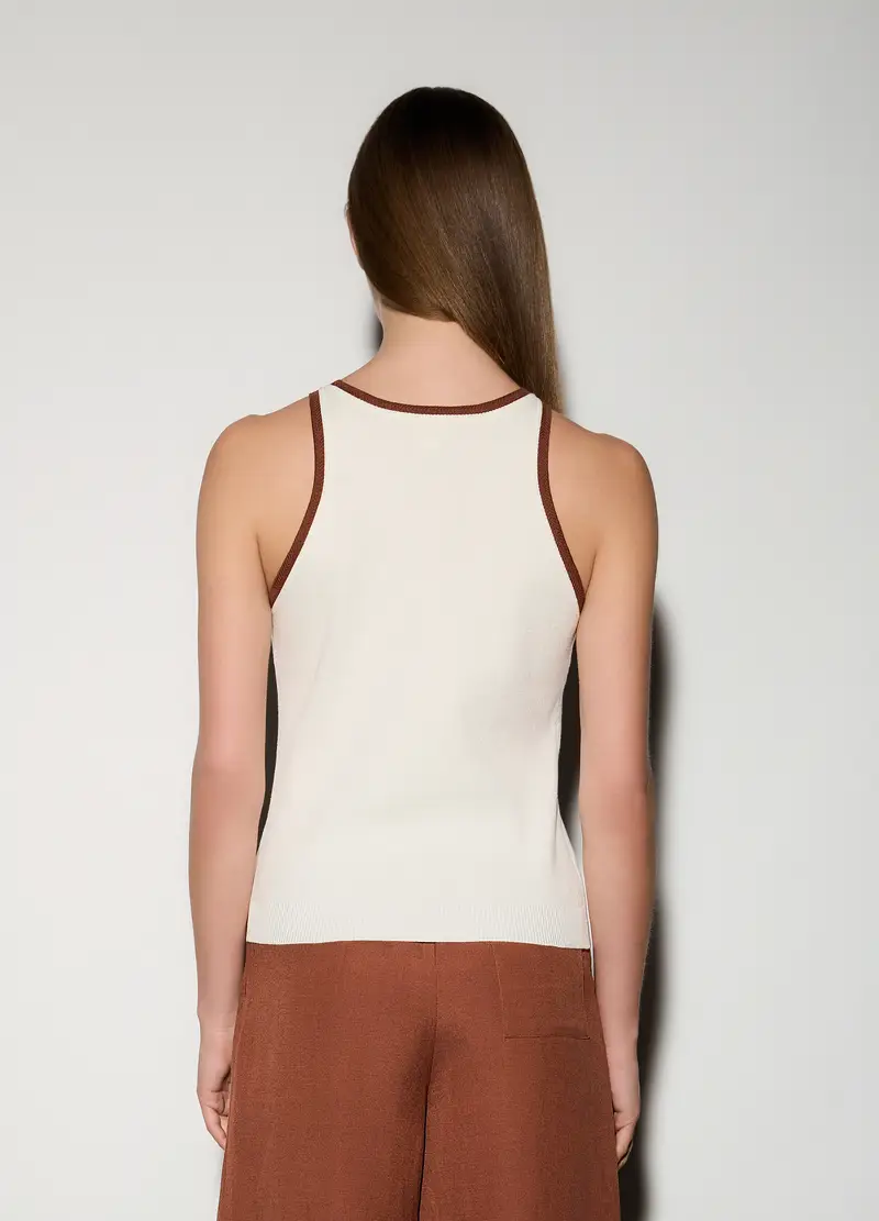 Canotta Girocollo Donna, Unisex, Bianco/Marrone miniatura 3