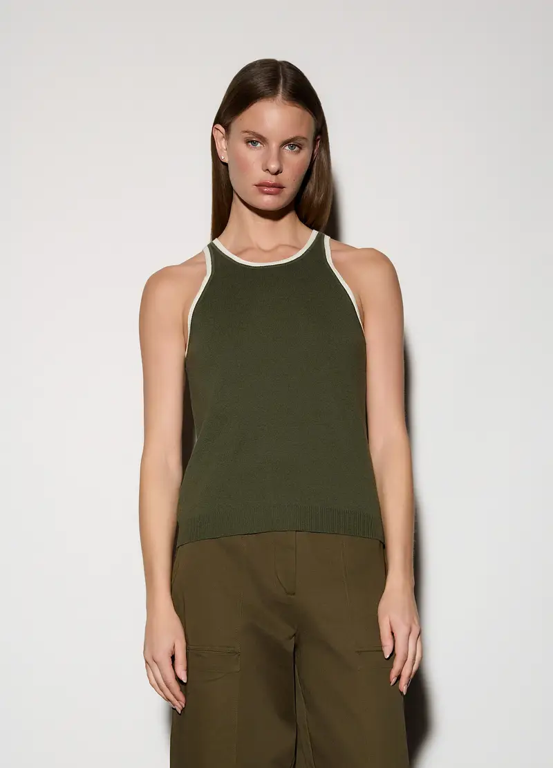 Canotta Girocollo Donna, Unisex, Verde oliva miniatura 2