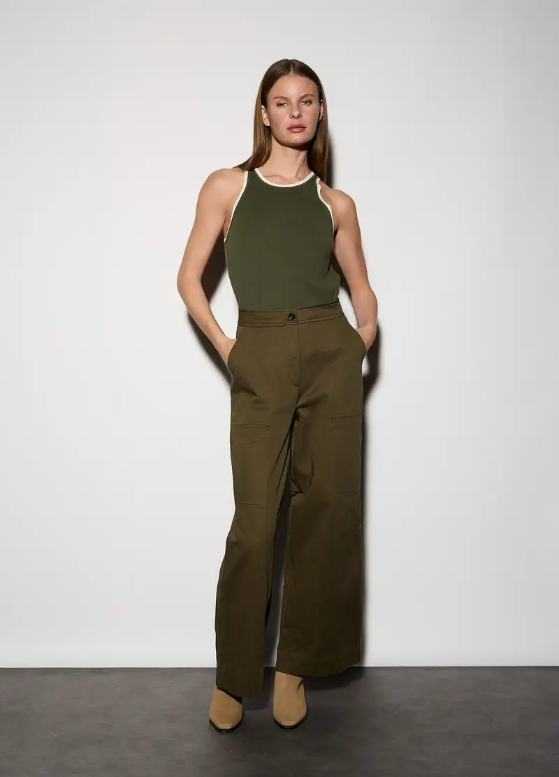 Canotta Girocollo Donna, Unisex, Verde oliva