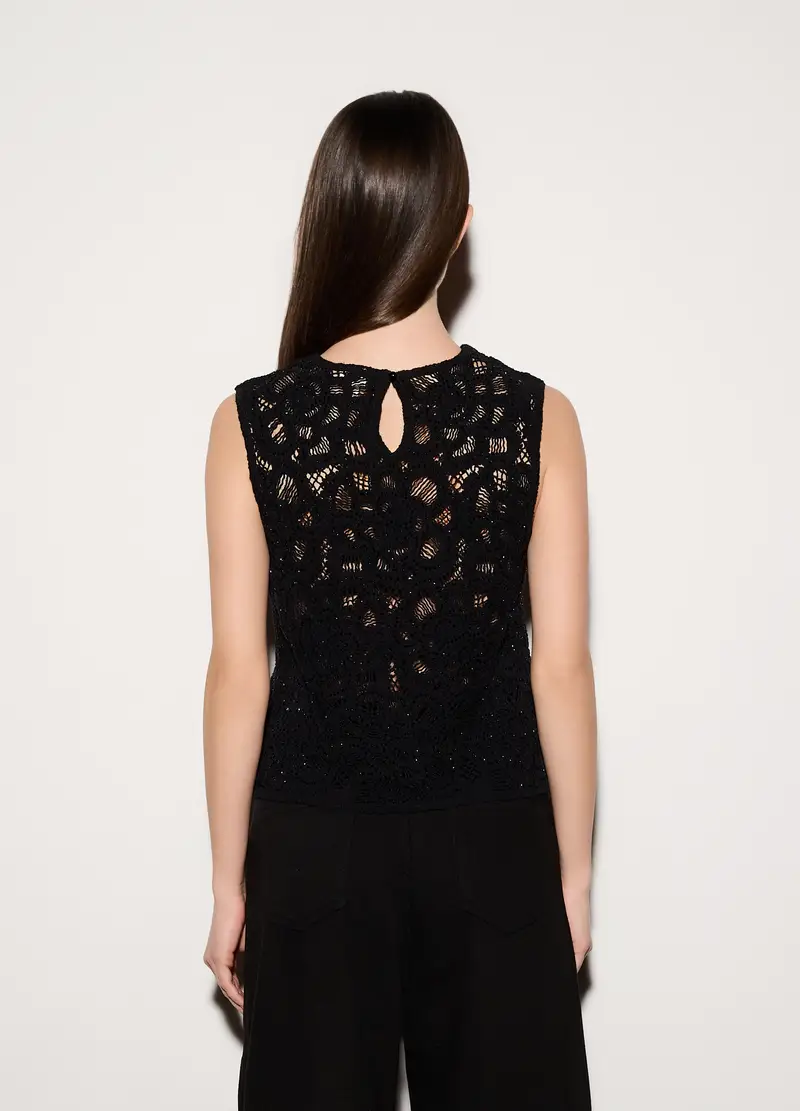 Canotta Girocollo Fitted Stretch Donna, Unisex, Nero miniatura 3