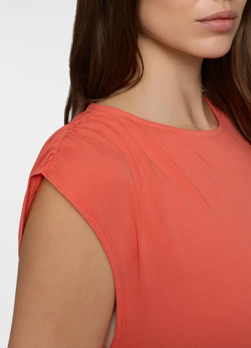 Canotta Girocollo In Jersey Donna, Arancione tangerine miniatura 3