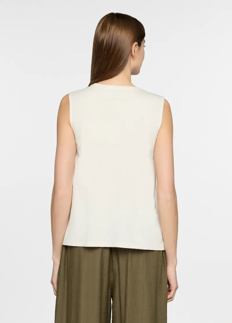 Canotta Girocollo In Jersey Donna, Bianco ottico miniatura 2