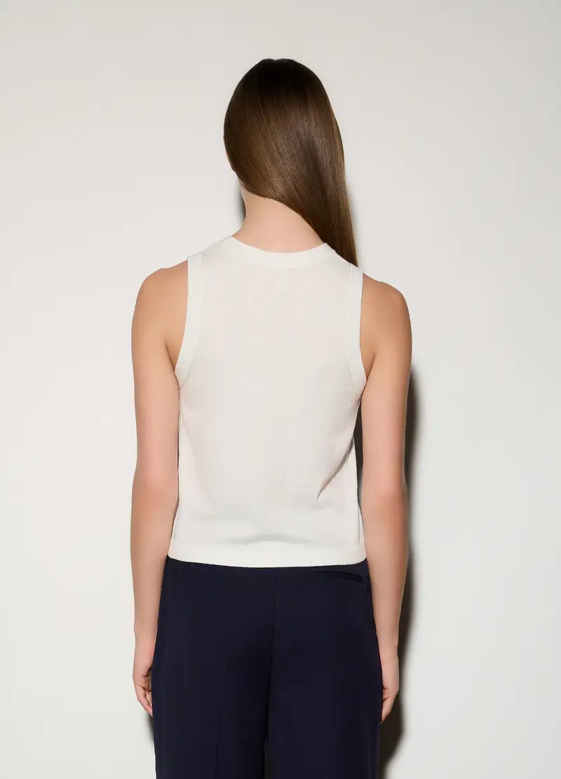 Canotta Girocollo Rasata Donna, Unisex, Bianco gesso miniatura 3