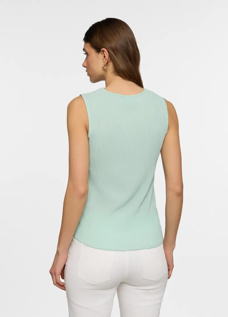 Canotta Girocollo Slim Fit Crinkle Stretch Donna, Azzurro chiaro miniatura 2