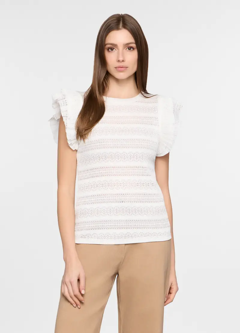 Canotta Girocollo Stretch Donna, Bianco gesso