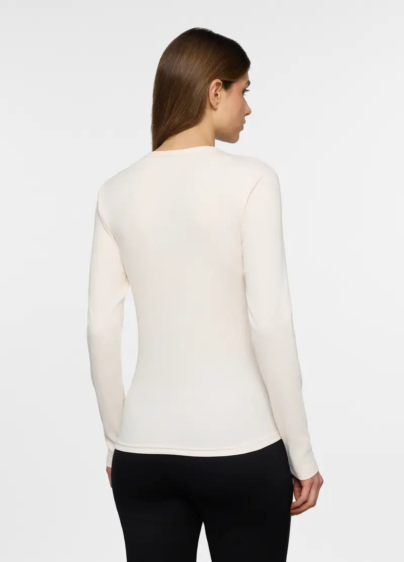 Canotta Girocollo Stretch Donna, Bianco panna miniatura 2