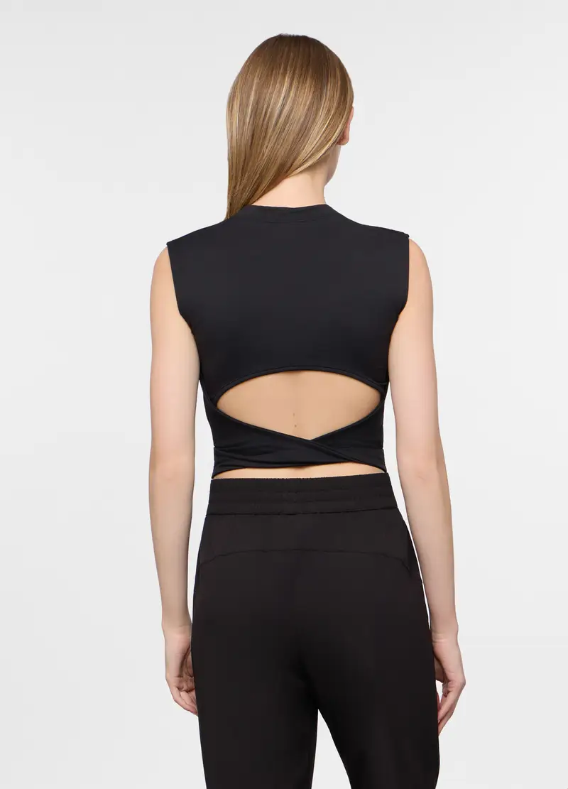 , Canotta Girocollo Stretch Donna, Nero miniatura 2