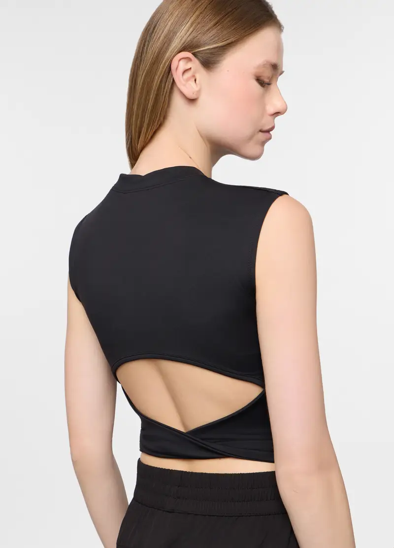 , Canotta Girocollo Stretch Donna, Nero miniatura 3