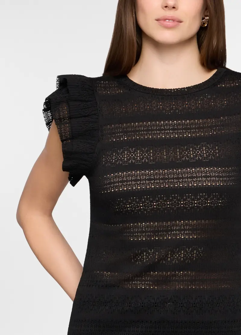 Canotta Girocollo Stretch Donna, Nero miniatura 3