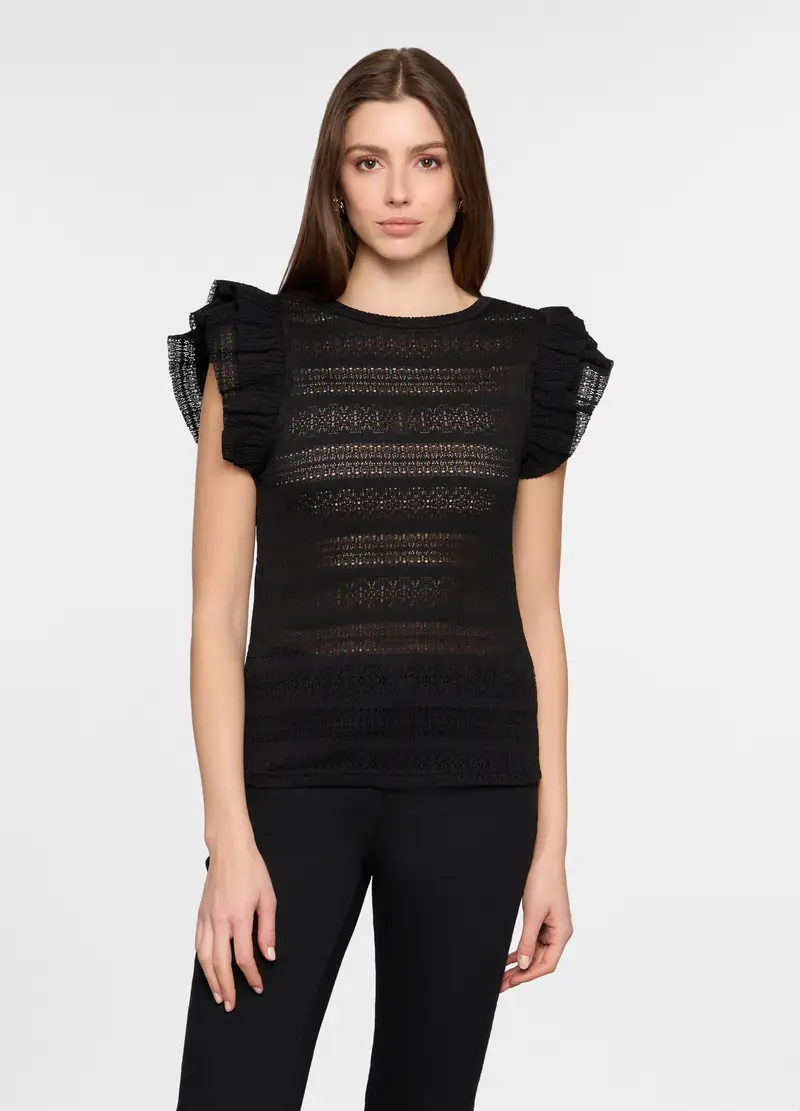 Canotta Girocollo Stretch Donna, Nero