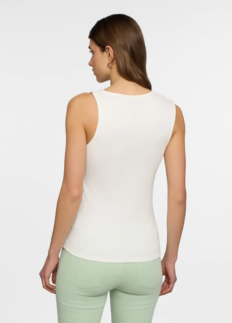 Canotta In Costina Donna, Bianco gesso miniatura 2