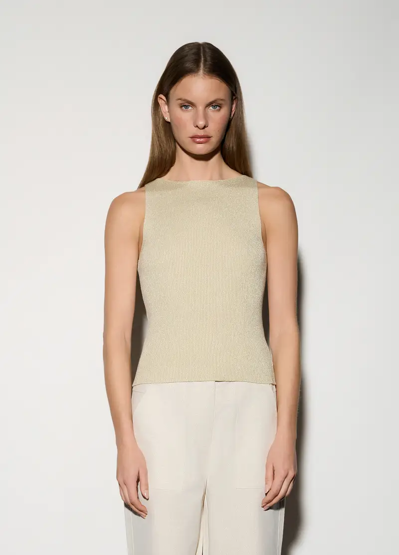 Canotta In Costina Donna, Unisex, Beige chiaro miniatura 2