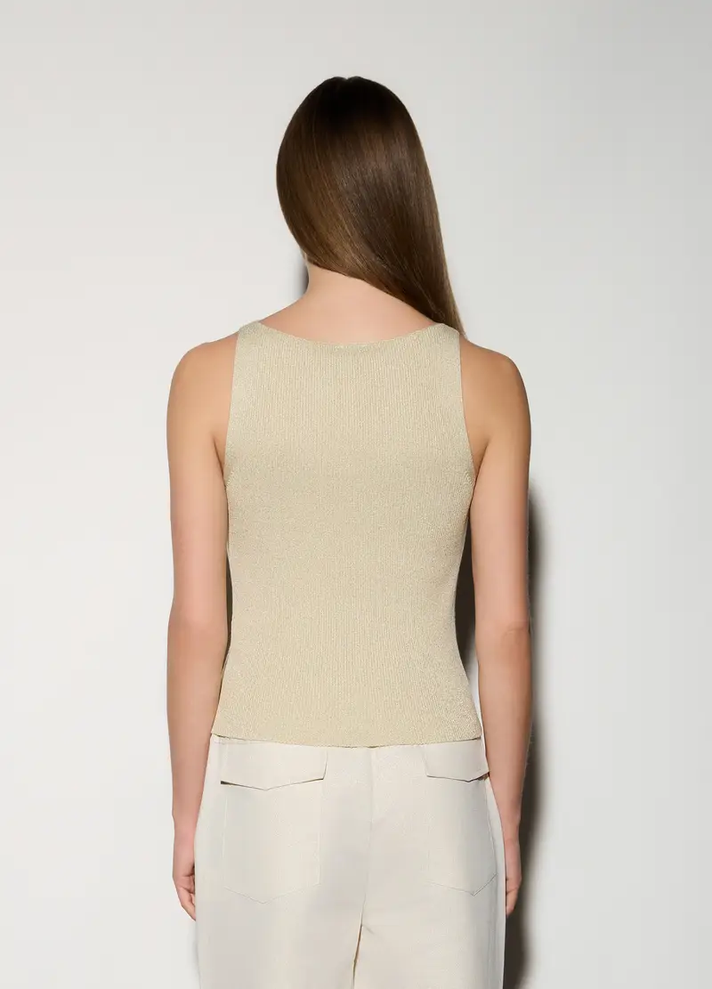 Canotta In Costina Donna, Unisex, Beige chiaro miniatura 3