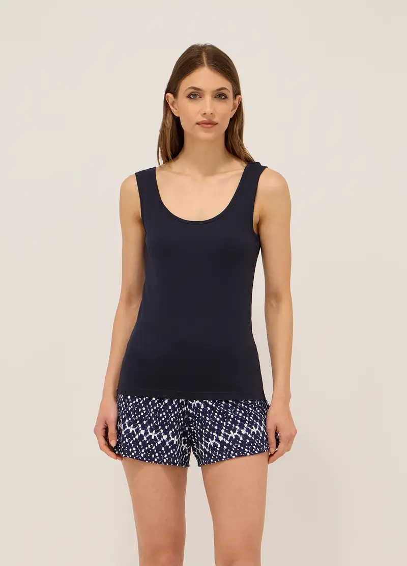 Upim, Canotta In Cotone Stretch Donna, Blu navy, Taglia: M