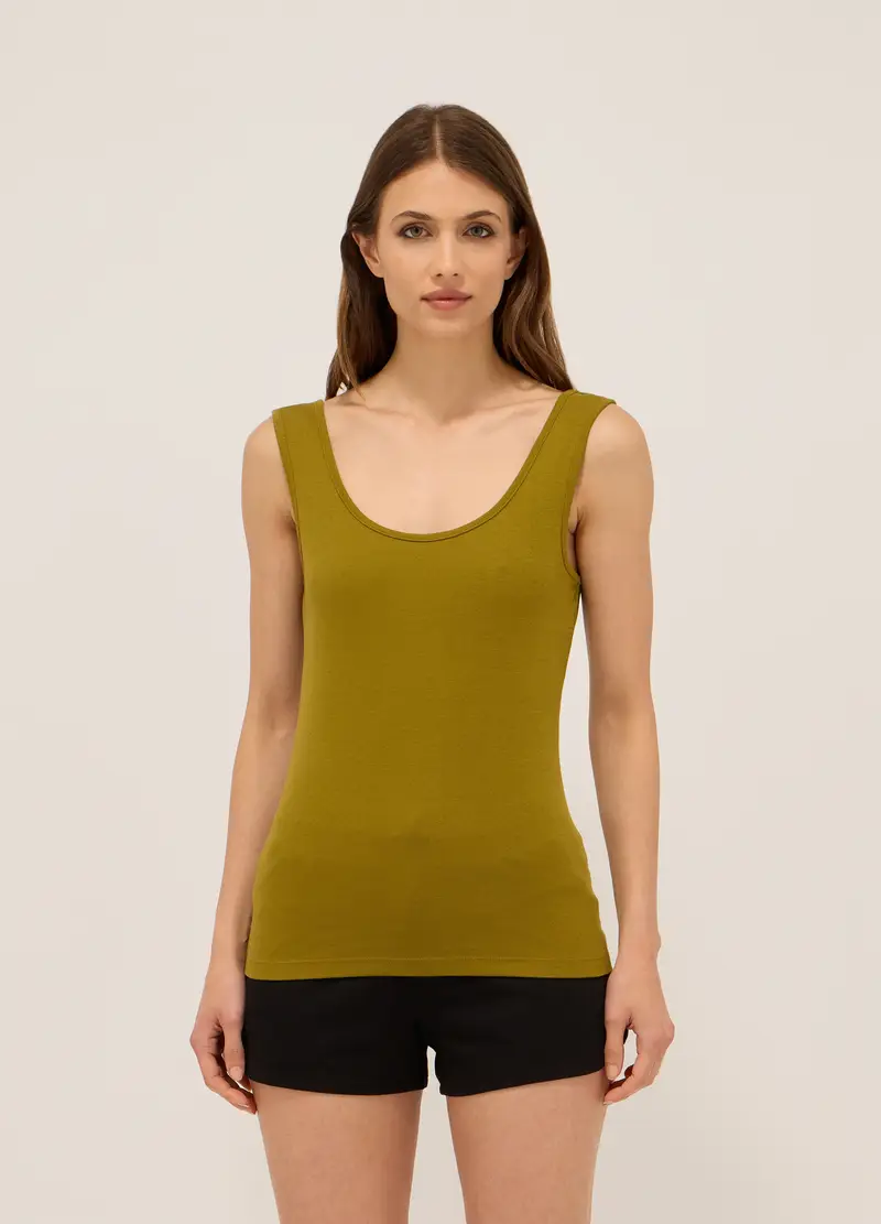 Upim, Canotta In Cotone Stretch Donna, Verde salvia, Taglia: M