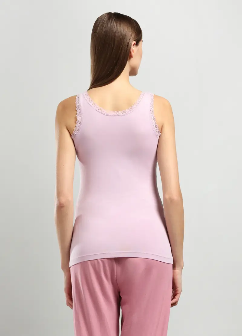 Canotta In Cotone Stretch Donna, Viola lilla miniatura 2